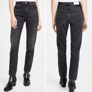 Re/Done 70s Straight Leg Jeans Broken in Black Wash Denim High Waist Preppy